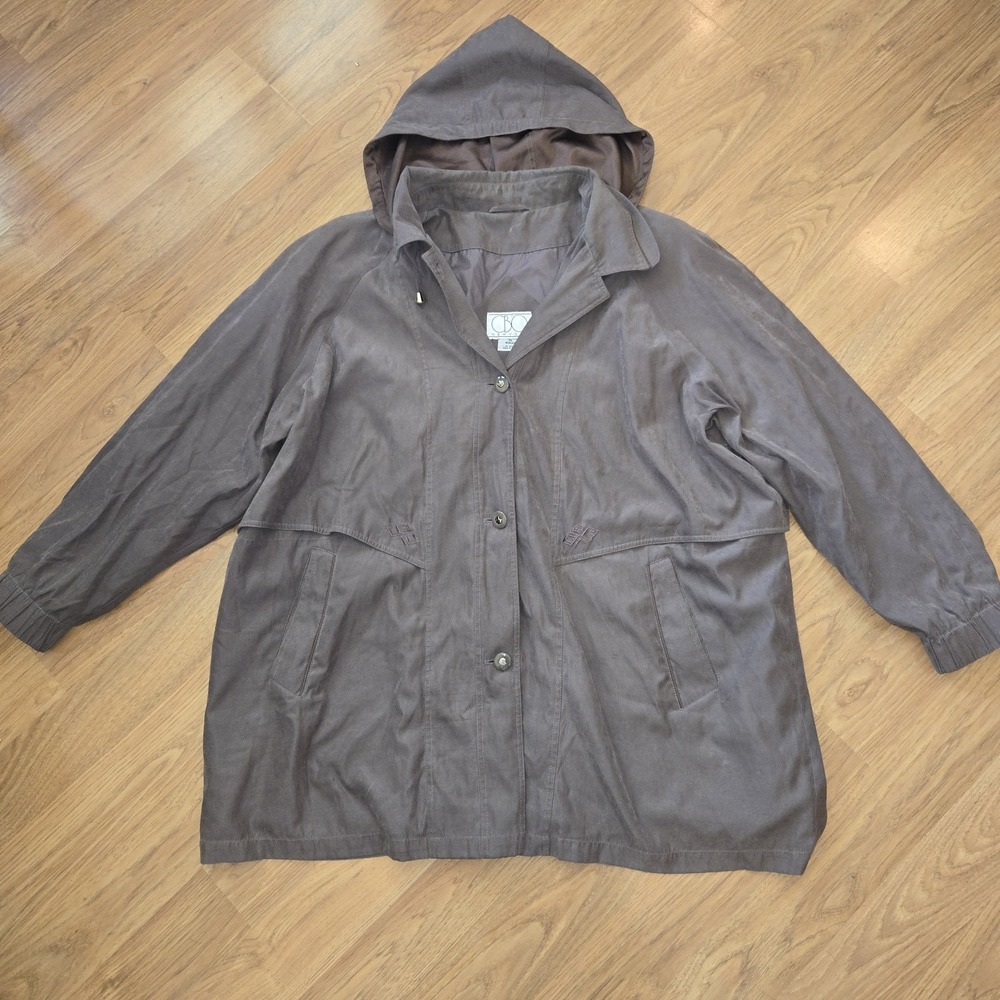 CBO New York‎ Brown Button Up Lined Coat with Removable Hood Women's Size 4X